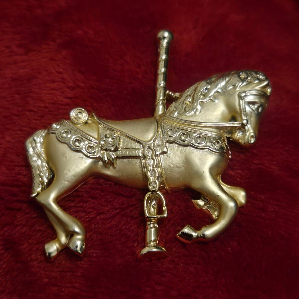 Vintage Carousel Horse Brooch Detailed Equestrian Whimsical Carnival Theme